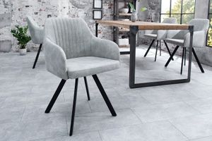 Retro design stoel LUCCA steengrijs met quilten industriÃ«le stijl - 38310