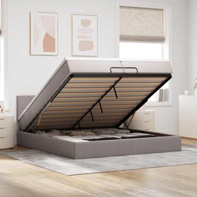 Ottoman bed met matras 200x200 cm stof taupe