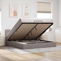Ottoman bed met matras 200x200 cm stof taupe