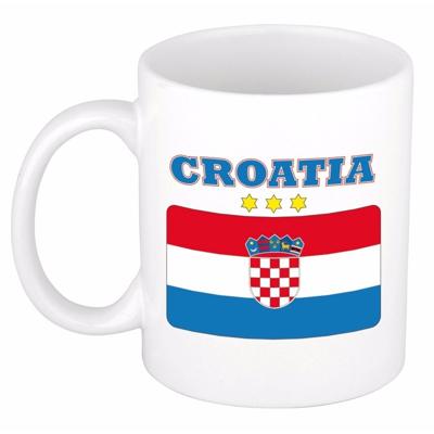 Koffie mok - Kroatie - vlag print - 300 ml - wit - keramiek - Supporters - Landen - Beker
