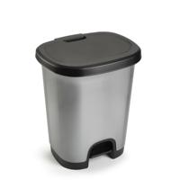 PlasticForte Pedaalemmer - zilverkleurig - 27 l - 45 cm - afvalemmers/vuilnisemmers