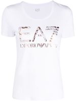 Ea7 Emporio Armani t-shirt métallisé à logo imprimé - Blanc - thumbnail