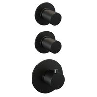 Regendoucheset Inbouw Brauer Black Carving Thermostatisch 30cm met Plafondarm, Glijstang en Handdouche 3-Standen Mat Zwart