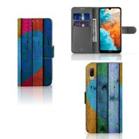 Huawei Y6 (2019) | Book Style Case | Wood Heart - Cadeau voor je Vriend