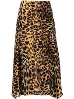 Stella McCartney jupe Naya mi-longue à imprimé animalier - Marron