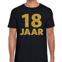 18 jaar gouden glitter tekst t-shirt zwart heren