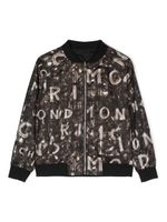 John Richmond Junior veste bomber zippée à logo imprimé - Noir - thumbnail