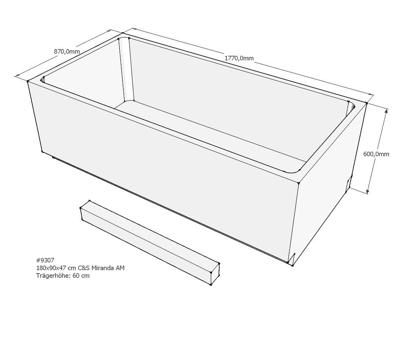 Xenz beterbad baddrager voor tanga 180x90cm