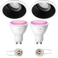 Philips Hue LED Spot Set GU10 - Kantelbaar Ø93mm - Mat Zwart/Wit