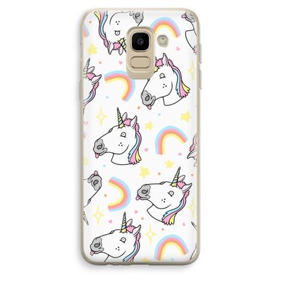 Rainbow Unicorn: Samsung Galaxy J6 (2018) Transparant Hoesje