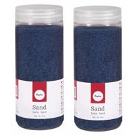 Hobby Fijn decoratie zand korrels - 2x - blauw - 475 ml - zandkorrels - knutselmateriaal