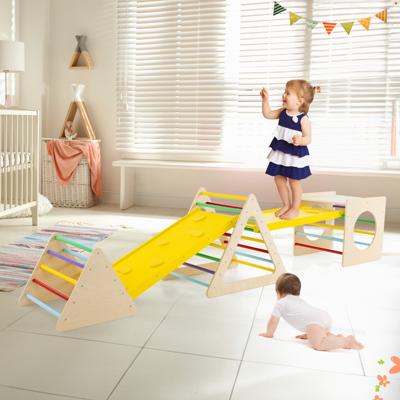 Montessori 5-In-1 Klimdriehoek voor Kinderen Klimrek voor Binnen Klimspeelgoed met Klimhellingen en Klimboog voor Kinderen Vanaf 1 Jaar