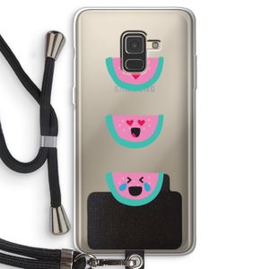 Smiley watermeloen: Samsung Galaxy A8 (2018) Transparant Hoesje met koord
