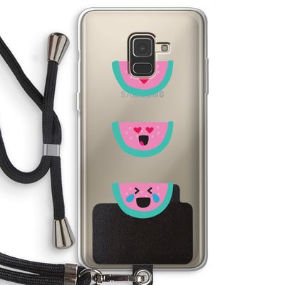 Smiley watermeloen: Samsung Galaxy A8 (2018) Transparant Hoesje met koord