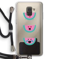 Smiley watermeloen: Samsung Galaxy A8 (2018) Transparant Hoesje met koord