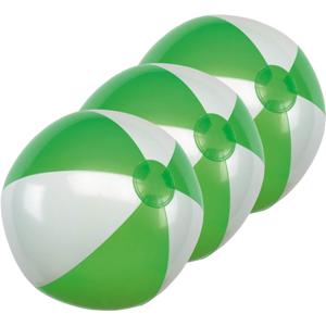 Opblaasbare speelgoed strandbal - 10x - groen/wit - dia 28 cm - Strandballen