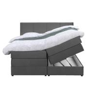 Leen Bakker - Boxspring Met Opbergruimte Liv Geblokt - 140x200 Cm - Stof/Velvet - Grijs