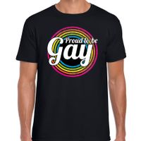 Proud to be gay regenboog cirkel / LHBT t-shirt zwart voor heren