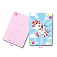Folat Uitnodigingskaartjes - met eenhoorn print - 8x stuks - kinderfeestje - feestartikelen