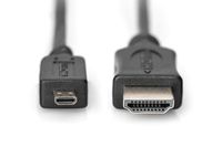 Digitus DB-330109-020-S HDMI-kabel HDMI Adapterkabel HDMI-A-stekker, HDMI-micro-D-stekker 2 m Zwart 4K UHD, Afgeschermd (dubbel), Afscherming gevlochten, - thumbnail