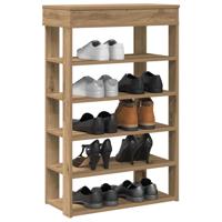 Schoenenrek 60x30x98 cm bewerkt hout artisanaal eikenkleur