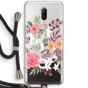 Hello in flowers: OnePlus 6 Transparant Hoesje met koord