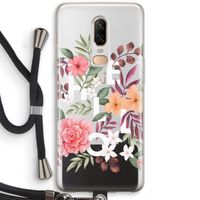 Hello in flowers: OnePlus 6 Transparant Hoesje met koord