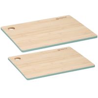 Set van 2x stuks snijplanken groene rand 23 en 28 cm van bamboe hout - thumbnail