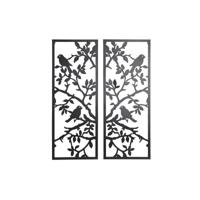 Wanddecoratie DKD Home Decor (2 Onderdelen) Metaal Vogels Shabby Chic (35 x 1,3 x 91 cm)