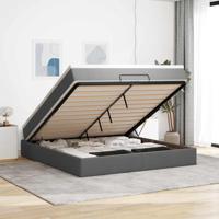 Ottoman bed met matras 180x200cm stof donkergrijs