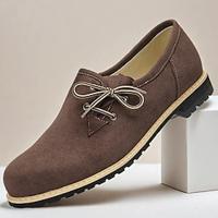 Bruine suède Oxford-herenschoenen met leren accenten, robuuste zool en ingewikkelde stiksels voor oktoberfest- en vintage-stijl Lightinthebox - thumbnail