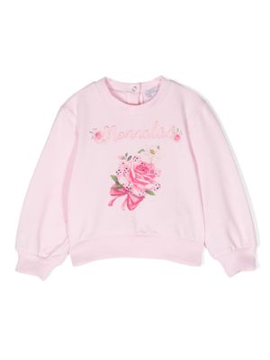 Monnalisa sweat strassé à fleurs - Rose