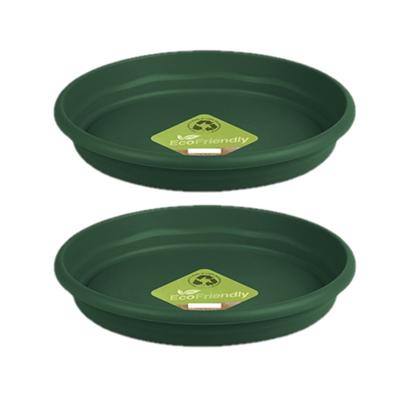 Opvangbord - 2x - groen - kunststof - D26 cm - onderschaal/opvangbord