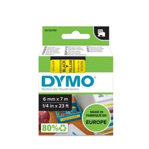 Huismerk DYMO D1 43618/S0720790 Labeltape 6mm Zwart op Geel