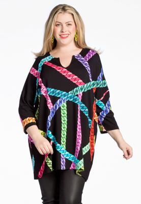 Yoek Wijde tuniek NEON CHAINS | Zwart | Maat 54/56