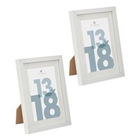 Fotolijstje voor een foto van 13 x 18 cm - 2x stuks - wit - foto frame Manu - modern/strak ontwerp