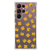 Doorzichtige Silicone Hoesje voor Samsung Galaxy S23 Ultra Katten Emojis - thumbnail