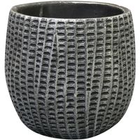 Bloempot/plantenpot - binnen - zwart/metaal look - D15 en H13 cm - cement - thumbnail