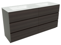 Storke Edge staand badkamermeubel 170 x 52,5 cm donkere eiken met Mata dubbele wastafel in matte Solid Surface