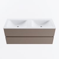 MONDIAZ VICA 120cm badmeubel onderkast Smoke 2 lades. Wastafel CLOUD dubbel 2 kraangaten, kleur Talc.