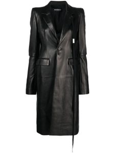 Ann Demeulemeester manteau en cuir à revers crantés - Noir