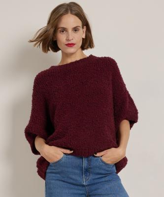 boucle trui met korte mouw