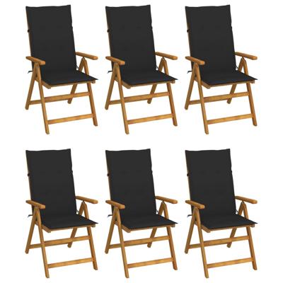Tuinstoelen 6 st inklapbaar met kussens massief acaciahout