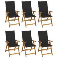 Tuinstoelen 6 st inklapbaar met kussens massief acaciahout