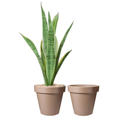 Pro Garden Bloempot - 2x - mokka bruin - rond - D40 cm - kunststof - plantenpot - tuin buiten