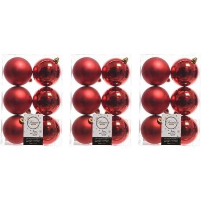 Decoris Kerstballen - 18x st - rood - D8 cm - kunststof - kerstversiering Decoris Kerstballen - 18x st - rood - D8 cm - kunststof - kerstversiering