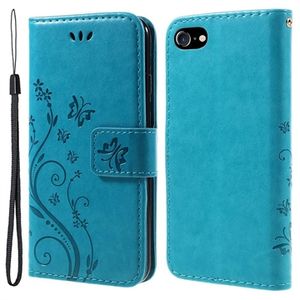 iPhone 7/8/SE (2020)/SE (2022) Butterfly Series Portemonnee Hoesje - Blauw