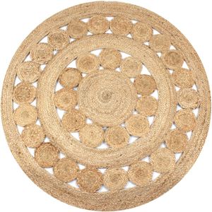 VidaXL Tapijt met ontwerp rond 150 cm gevlochten jute