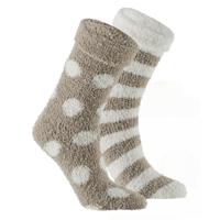 Apollo bedsokken / huissokken - dames - 2-pack - beige/wit - one size - Slaapsokken - Slofsokken Apollo bedsokken / huissokken - dames - 2-pack - beige/wit - one size - Slaapsokken - Slofsokken