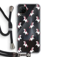 Eenhoorns overal: Huawei P40 Lite Transparant Hoesje met koord